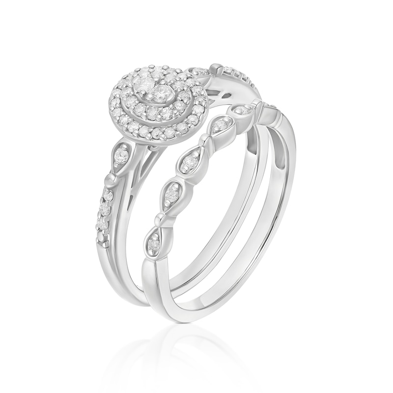 Main Image 2 of Perfect Fit Sterling Silver Vintage Oval 0.25ct Diamond Bridal Set