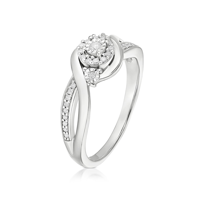 Main Image 2 of Engagement Ring Sterling Silver 0.12ct Diamond Ring