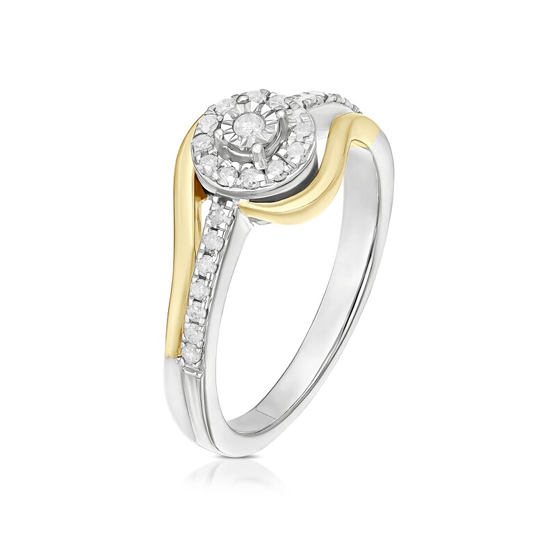 Main Image 2 of Engagement Ring Sterling Silver & 9ct Yellow Gold 0.20ct Diamond Ring