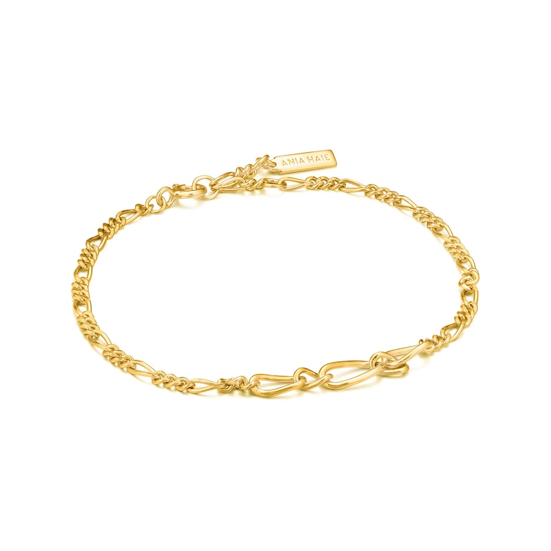 Ania Haie 14ct Yellow Gold Plated Figaro Chain Bracelet | H.Samuel