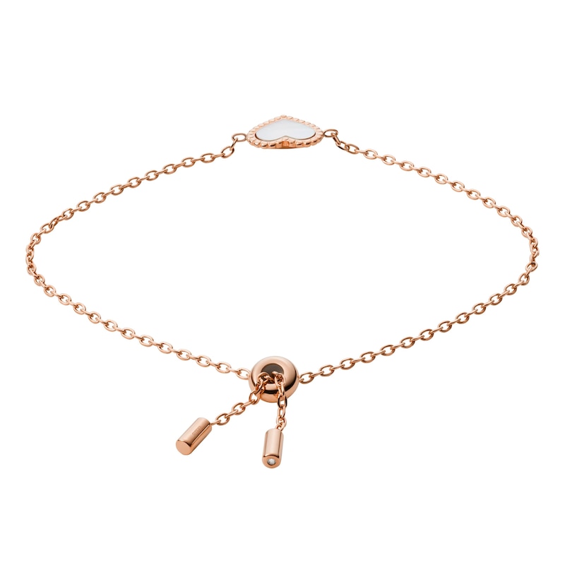 Mother of Pearl Heart Bracelet - Rose Gold Plated