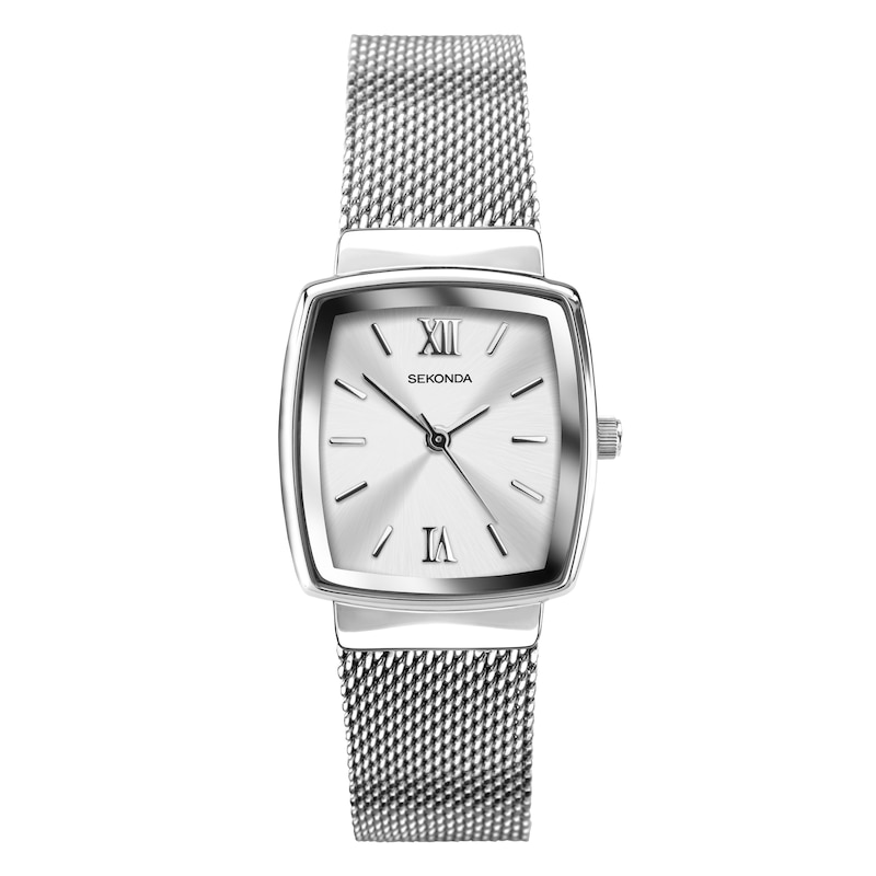 Sekonda Square Ladies' Stainless Steel Mesh Bracelet Watch | H.Samuel