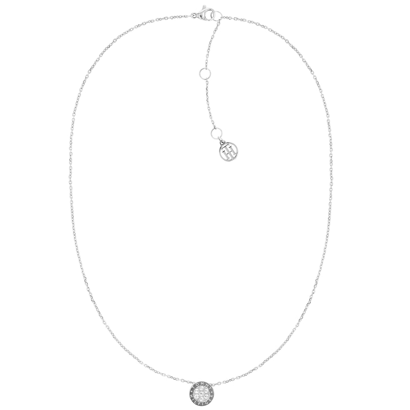 Tommy Hilfiger Stainless Steel Crystal Disc Necklace | H.Samuel