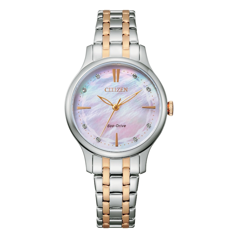 Citizen Eco-Drive Ladies' MOP Dial Two Tone Stainless Steel Bracelet Watch