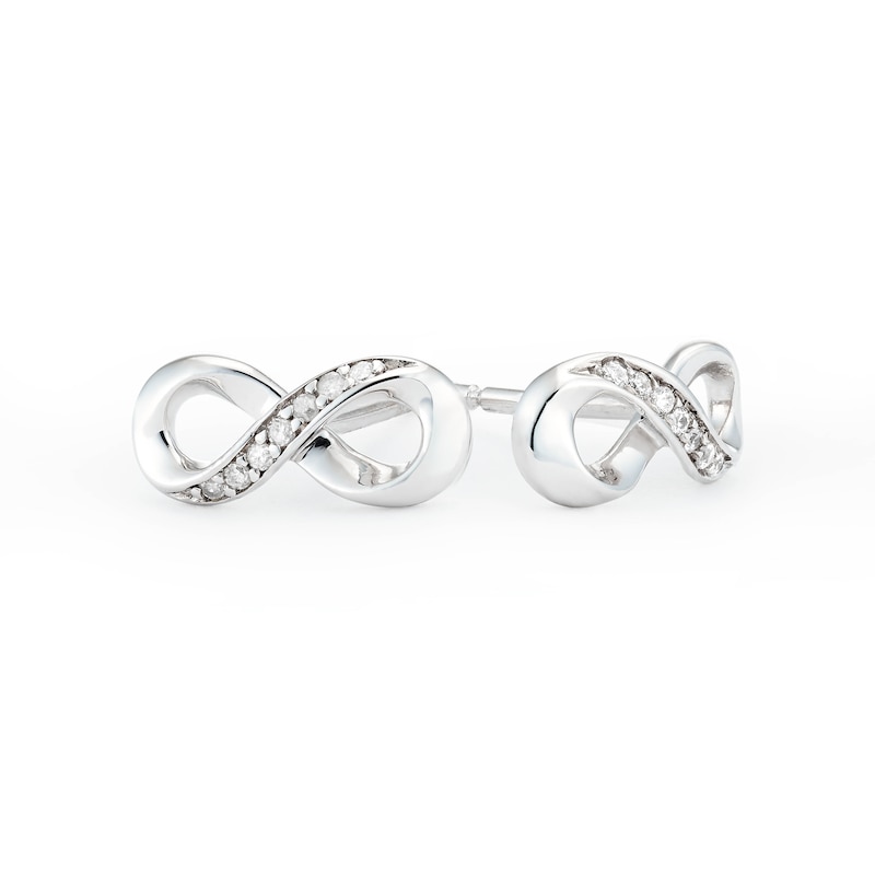 9ct White Gold Infinity Diamond Stud Earrings