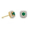 Thumbnail Image 1 of Sterling Silver & 18ct Gold Plated Vermeil Diamond & Created Emerald Earrings