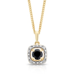 Sterling Silver & 18ct Gold Plated Vermeil Diamond & Black Sapphire Pendant