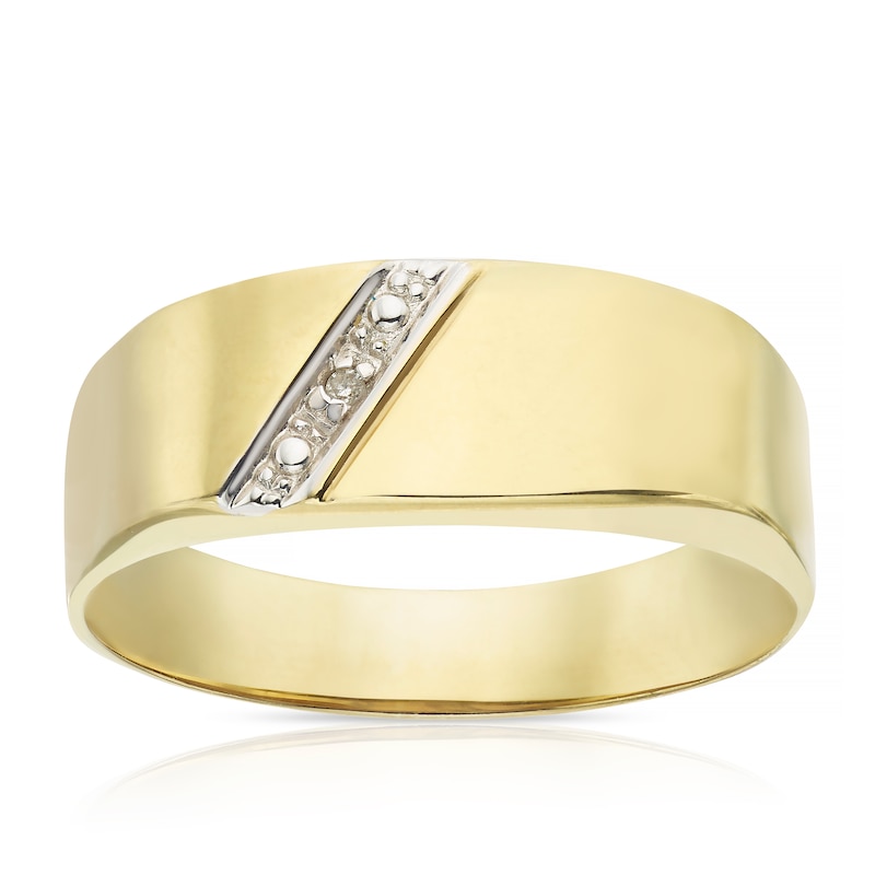 9ct Yellow Gold & Diamond Polished Signet Ring