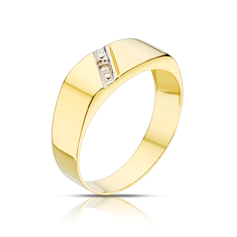 9ct Yellow Gold & Diamond Polished Signet Ring