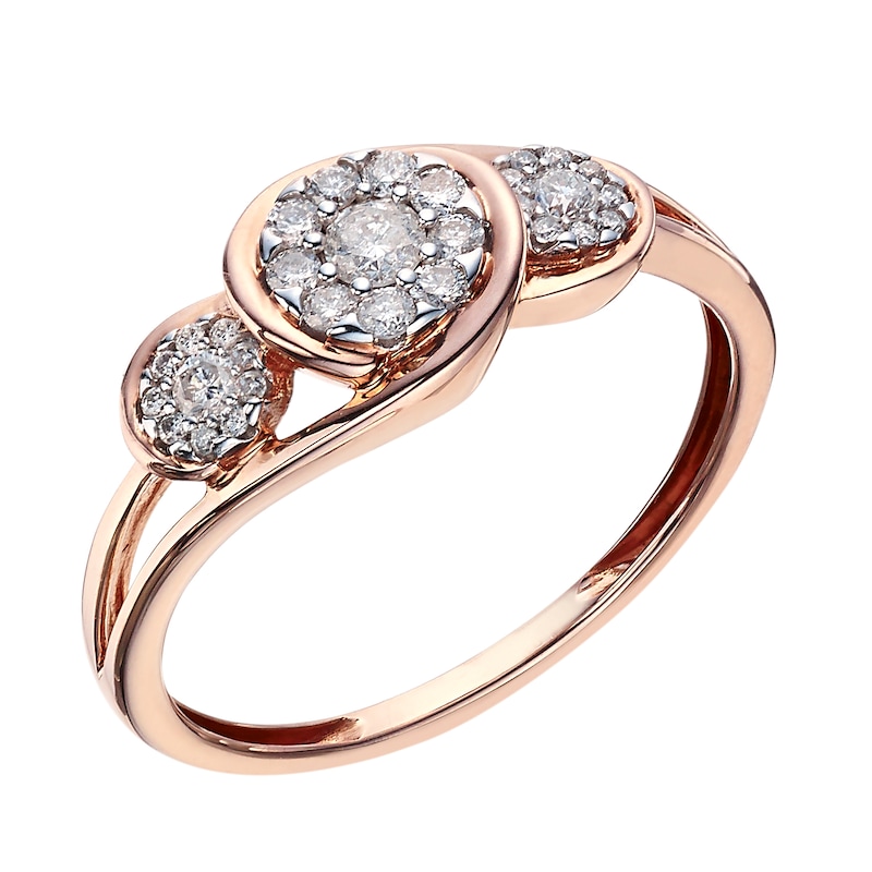 Main Image 1 of 9ct Rose Gold 1/4 Carat Diamond Round Cluster Ring