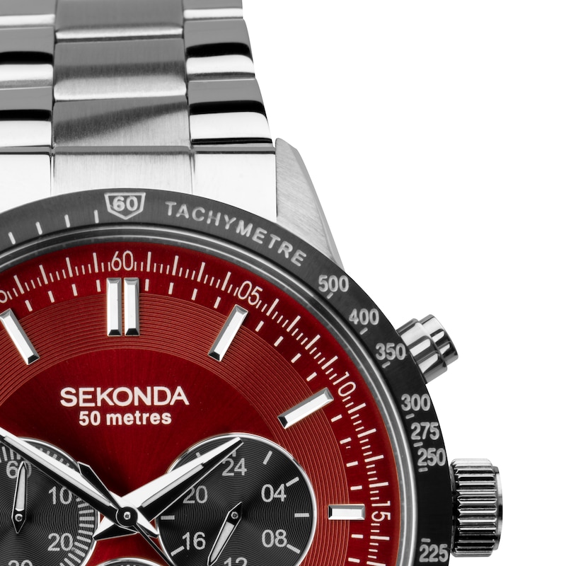 Sekonda Velocity Men's Red Dial Stainless Steel Bracelet Watch