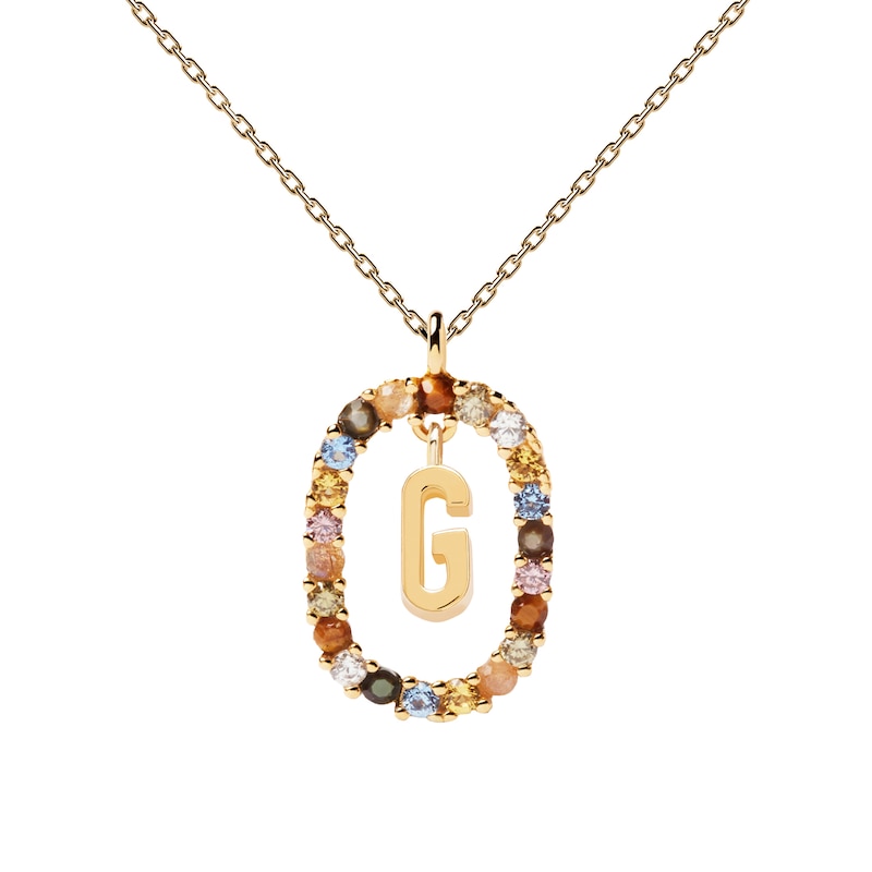 Main Image 1 of PDPAOLA  18ct Gold Plated Gemstones Initial G Pendant