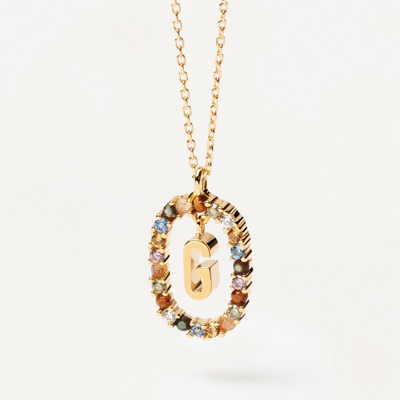 Main Image 2 of PDPAOLA  18ct Gold Plated Gemstones Initial G Pendant