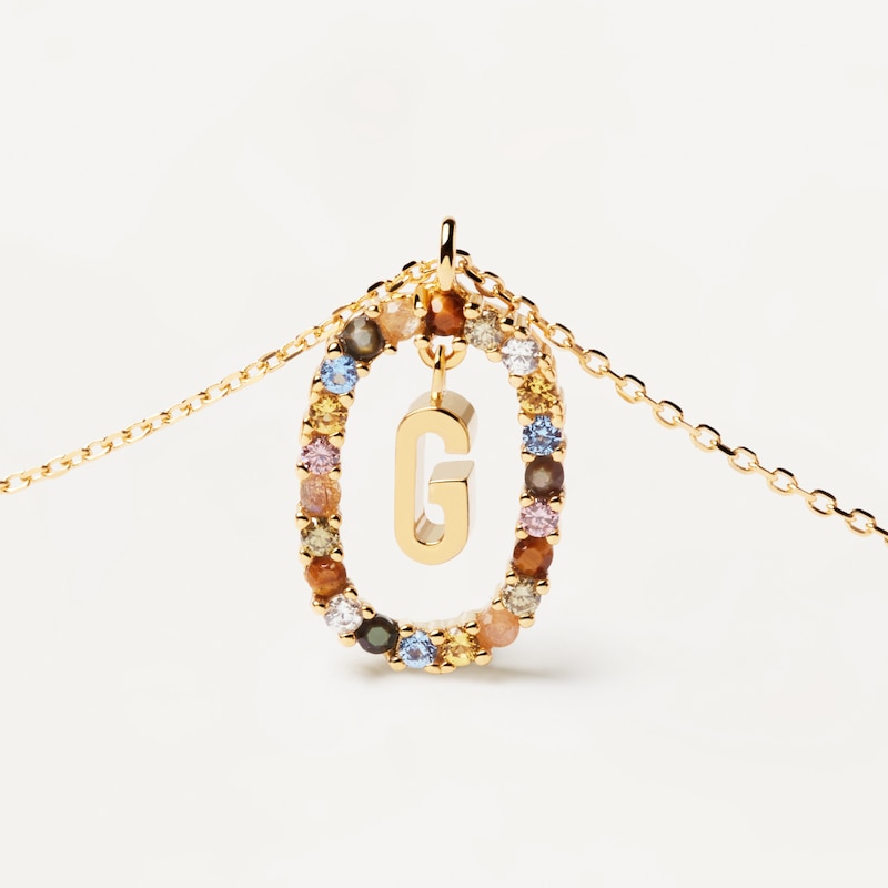 Main Image 3 of PDPAOLA  18ct Gold Plated Gemstones Initial G Pendant