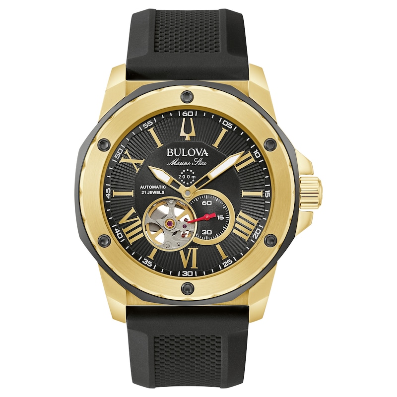 Bulova Marine Star Automatic Men's Black Strap Watch