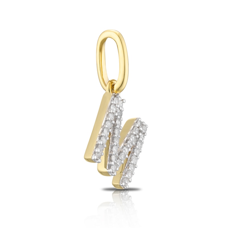 9ct Yellow Gold Diamond Initial M Pendant Charm | H.Samuel
