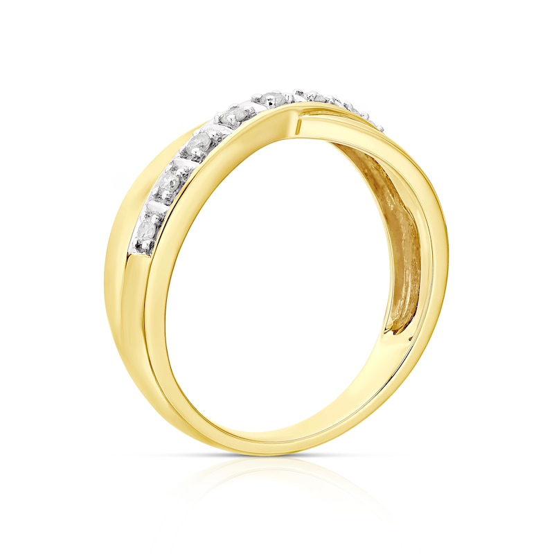 9ct Yellow Gold 0.12ct Diamond Crossover Ring