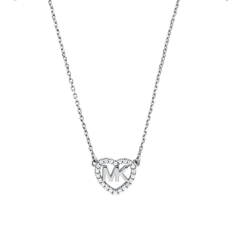 Main Image 2 of Michael Kors Sterling Silver Cubic Zirconia Heart Necklace