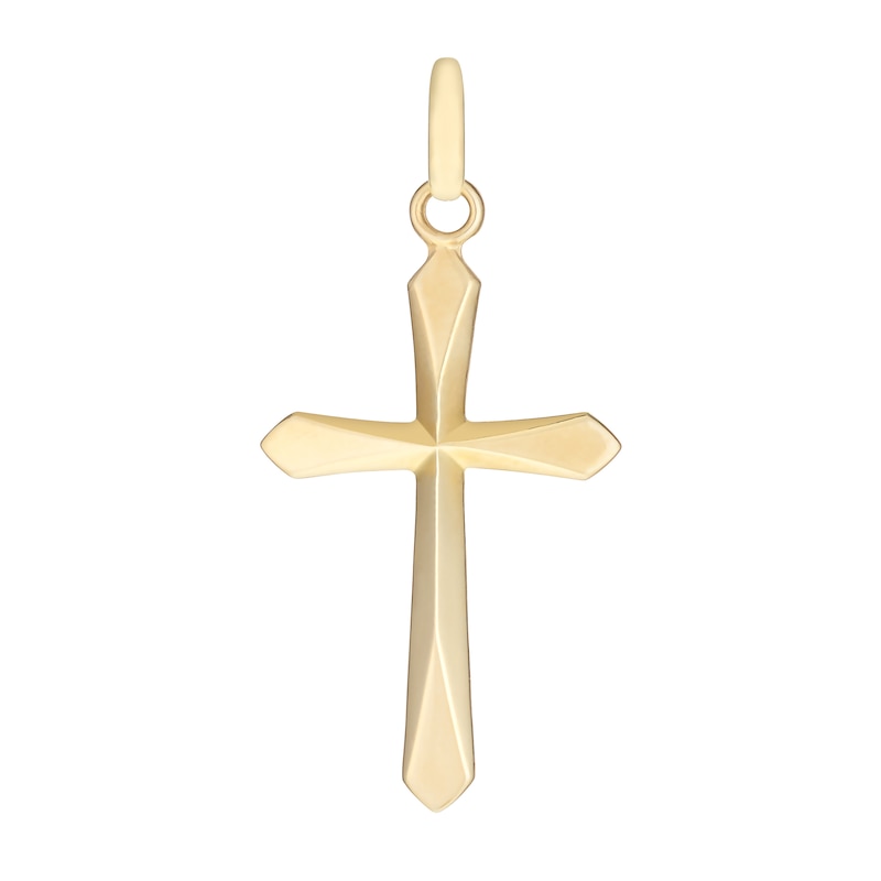 9ct Yellow Gold Faceted Cross Pendant | H.Samuel