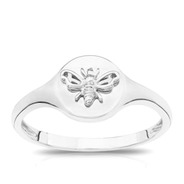 Sterling Silver Bee Signet Pinky Ring