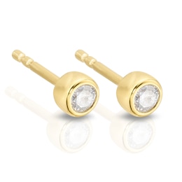 Sterling Silver & 18ct Gold Plated Vermeil 0.15ct Diamond Stud Earrings