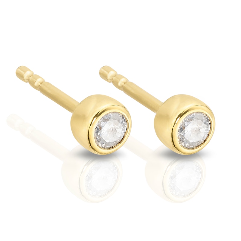 Main Image 1 of Sterling Silver & 18ct Gold Plated Vermeil 0.15ct Diamond Stud Earrings