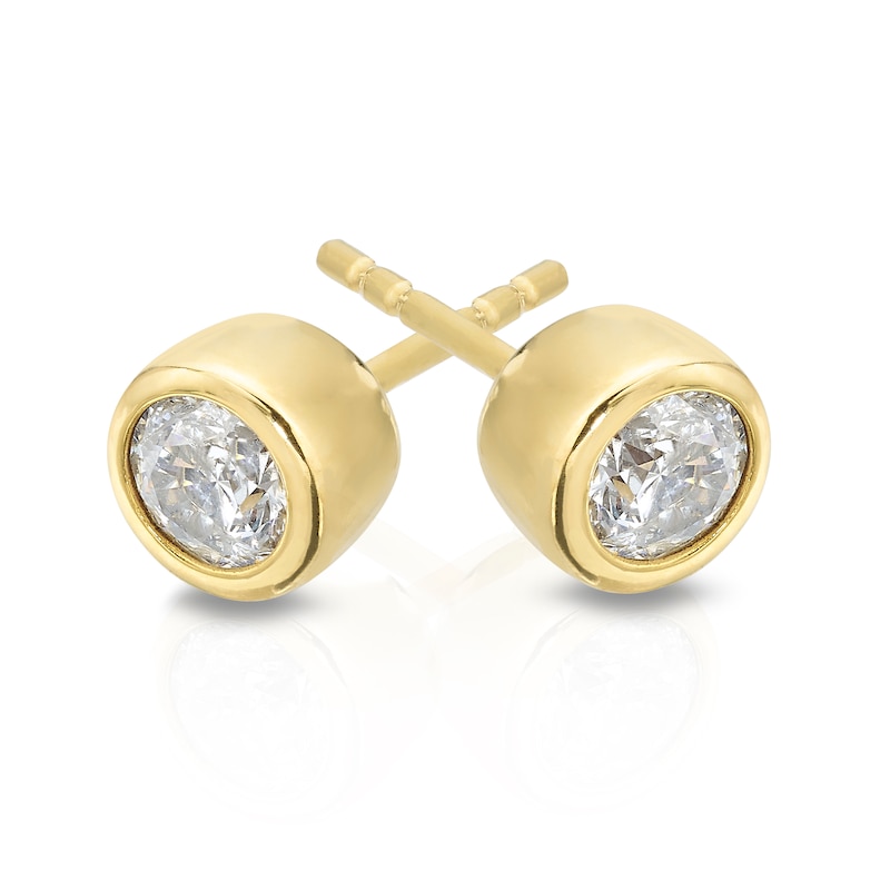 Main Image 2 of Sterling Silver & 18ct Gold Plated Vermeil 0.50ct Diamond Stud Earrings