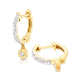 Sterling Silver & 18ct Gold Plated Vermeil 0.12ct Diamond Huggie Hoop Earrings