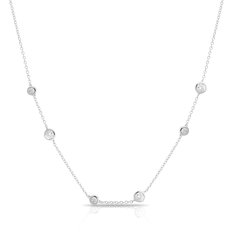 Silver 0.33ct Diamond Bezel Multi Necklace
