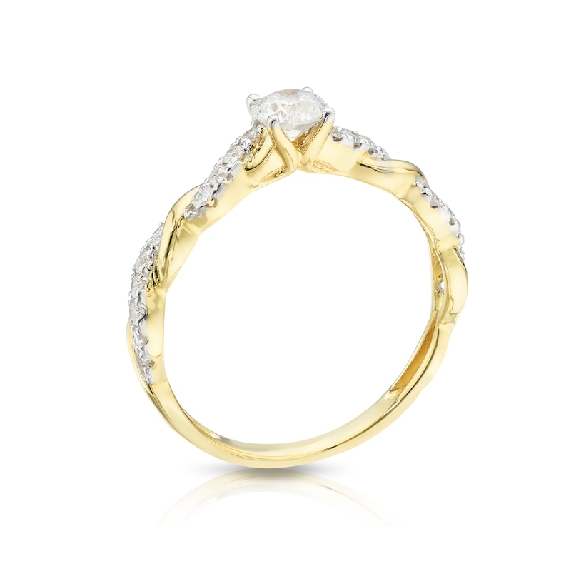 9ct Yellow Gold 0.50ct Diamond Solitaire Twisted Shoulders Ring