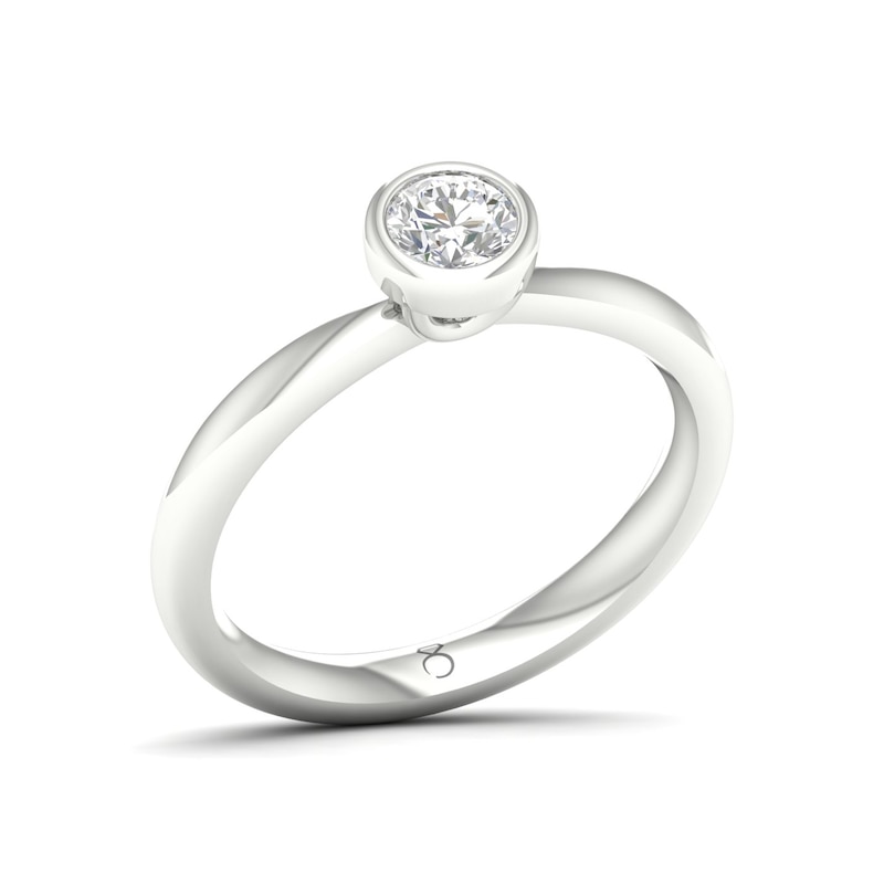 Main Image 2 of The Diamond Story 18ct White Gold Rub Over Solitaire 0.30ct Diamond Ring