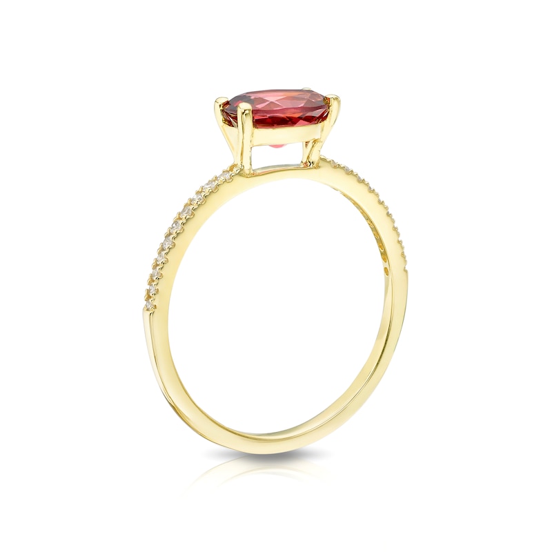 9ct Yellow Gold Rhodolite 0.07ct Diamond Dress Ring