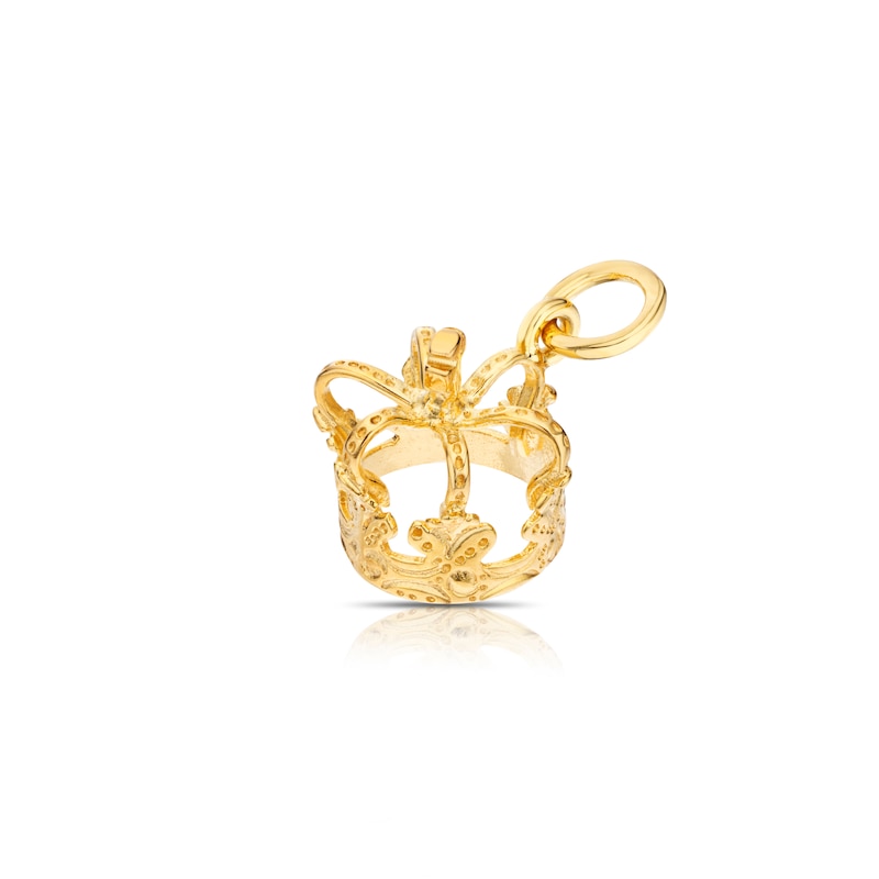 Yellow Gold Plated Silver Crown Charm