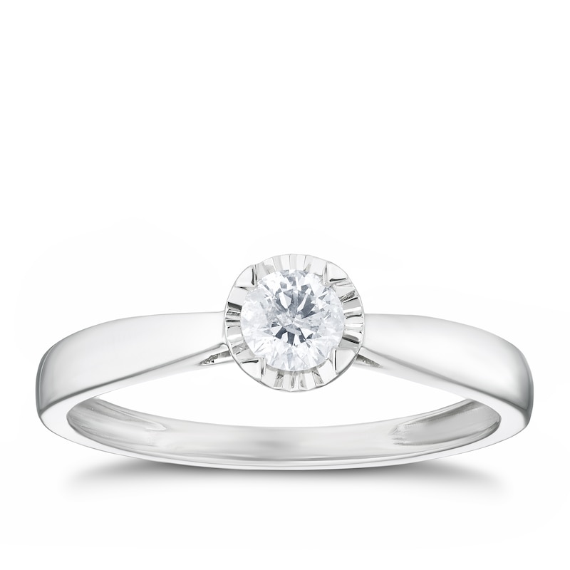 Main Image 1 of 9ct White Gold 0.20ct Illusion Set Diamond Solitaire Ring