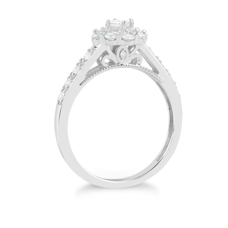 Princessa 9ct White Gold 0.50ct Diamond Cluster Ring