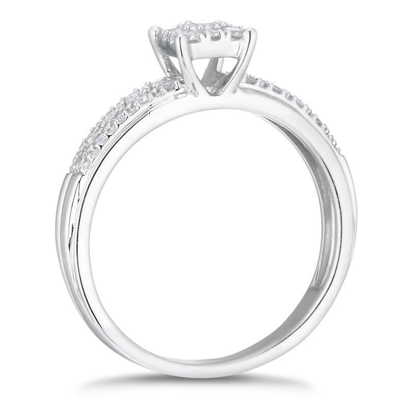 9ct White Gold 0.25ct  Diamond Square Cluster Ring