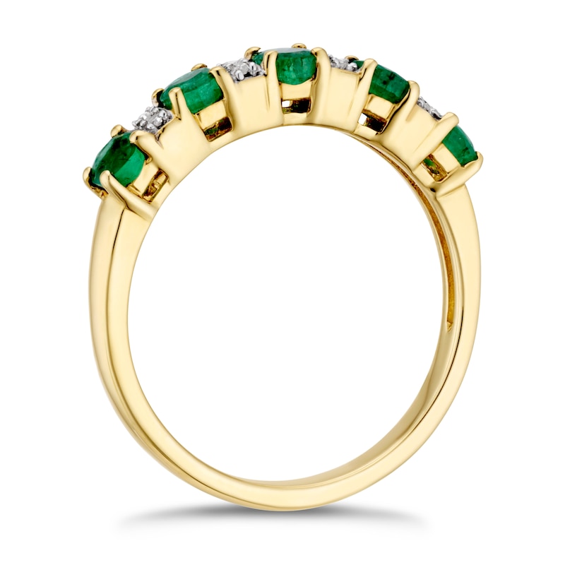 9ct Yellow Gold Emerald & Diamond Ring | H.Samuel