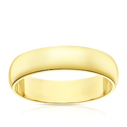 9ct Yellow Gold 5mm Extra Heavy D Shape Ring