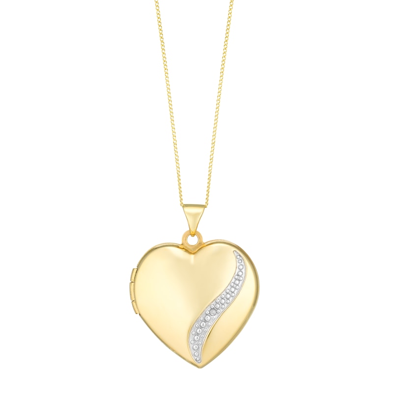 9ct Yellow Gold 21mm Diamond Set Heart Locket
