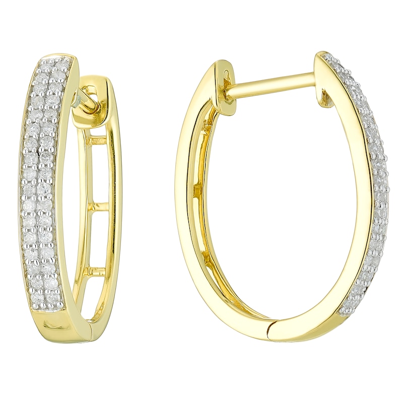 9ct Yellow Gold 0.20ct Diamond Hoop Earrings | H.Samuel