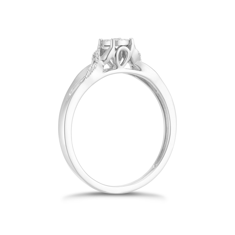 9ct White Gold Diamond Illusion Solitaire Ring