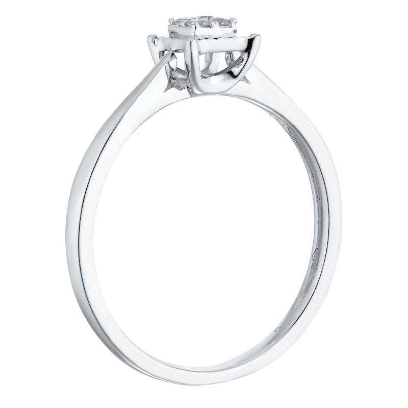 Sterling Silver Diamond Square-Shaped Cluster Ring