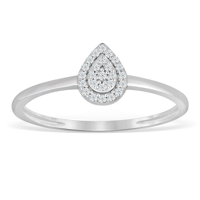 Sterling Silver & Diamond Pear-Shaped Cluster Ring