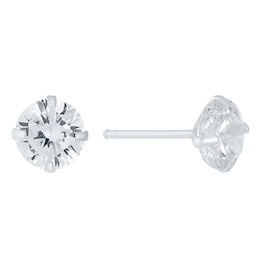 Sterling Silver Cubic Zirconia 7mm Stud Earrings