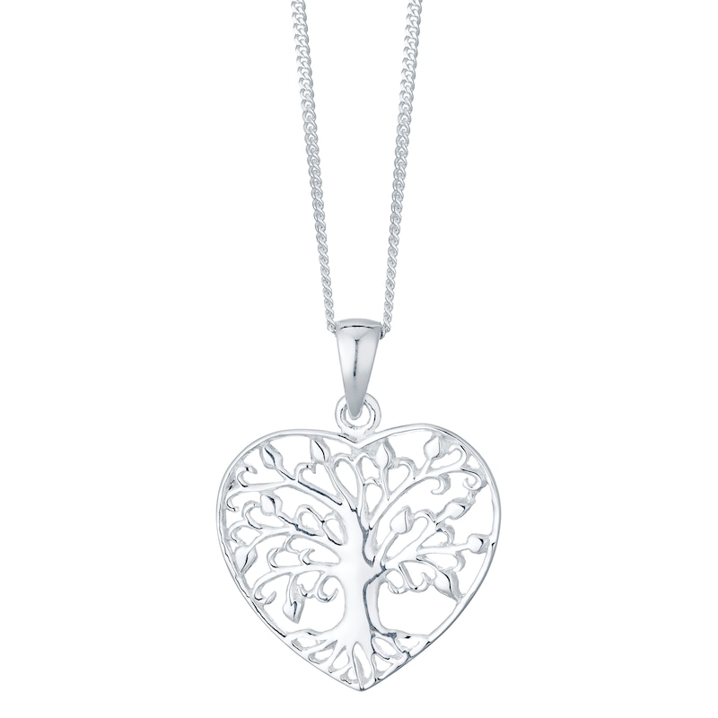 Sterling Silver Tree Design Heart Pendant