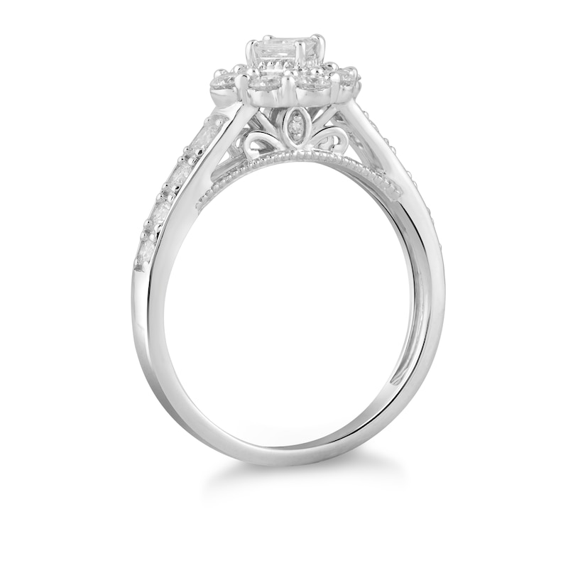 Princessa 9ct White Gold 0.66ct Diamond Cluster Ring