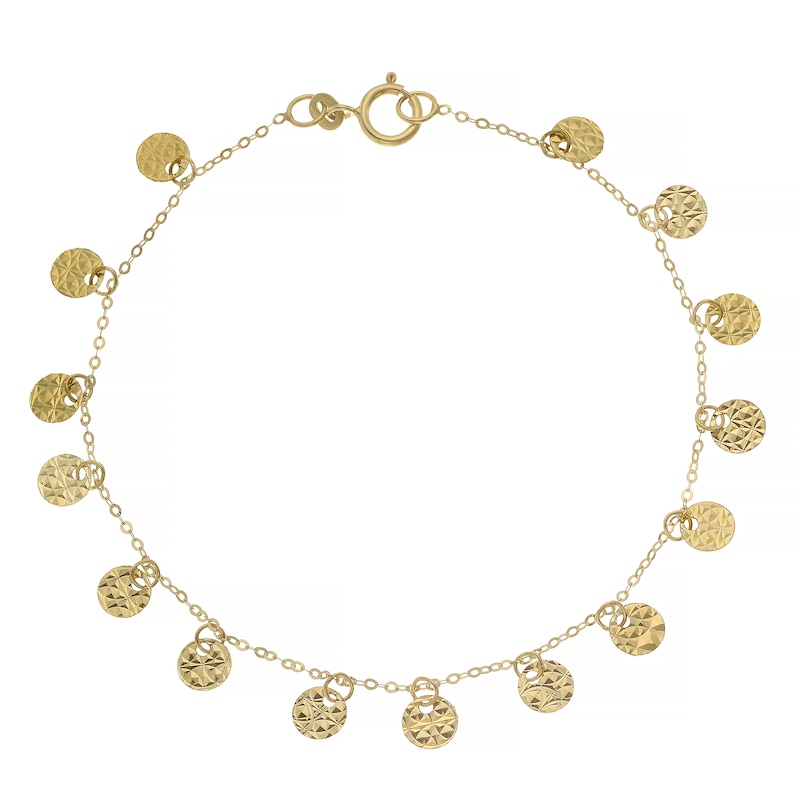 Main Image 2 of 9ct Yellow Gold Solid Sparkle Disc Bracelet