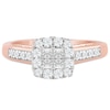 Thumbnail Image 2 of 9ct Rose Gold 1/2ct Diamond Princessa Square Cluster Ring