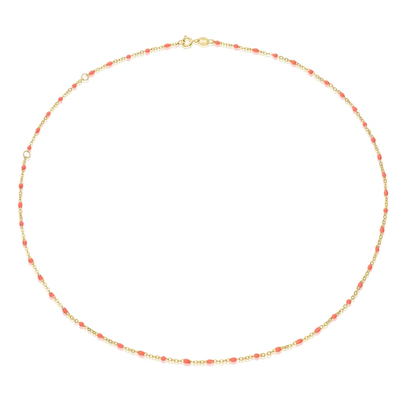 Sterling Silver & 18ct Gold Plated Vermeil 20'' Peach Bead Chain Necklace