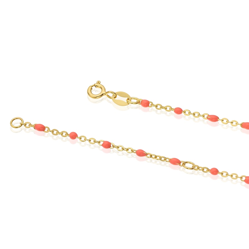 Sterling Silver & 18ct Gold Plated Vermeil 20'' Peach Bead Chain Necklace